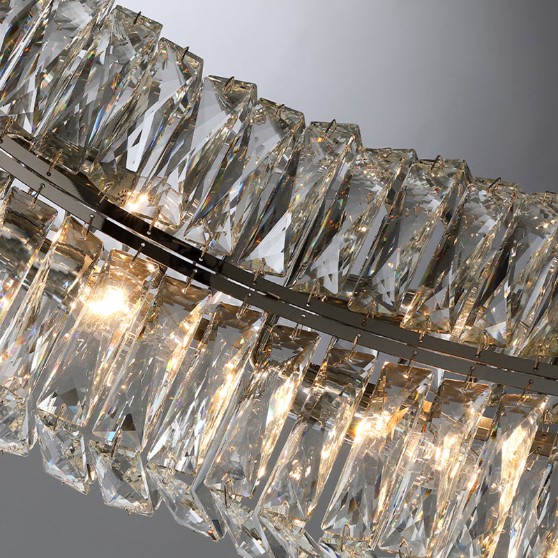 Contemporary Circular Flush Light Fixture Crystal Flush Mount Lighting in Silver