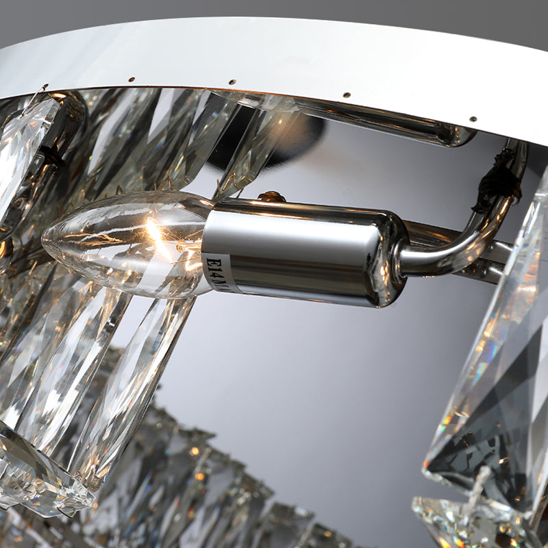 Contemporáneo Circular Flush Lighture Crystal Flush Mounting en plata