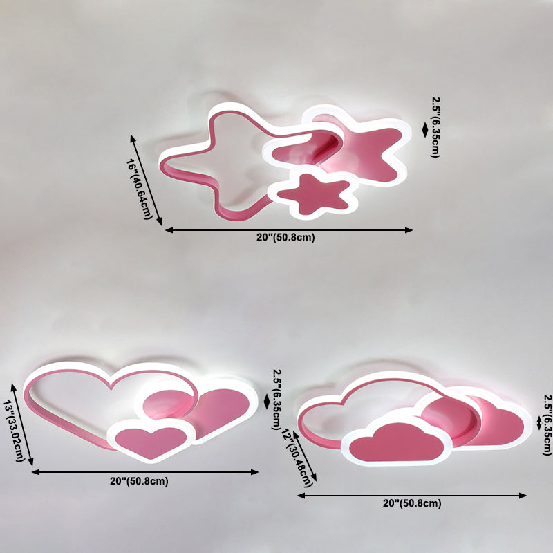 Forma geométrica de metal al ras del techo estilo para niños estilo 3 luces iluminación de montaje al ras de las luces
