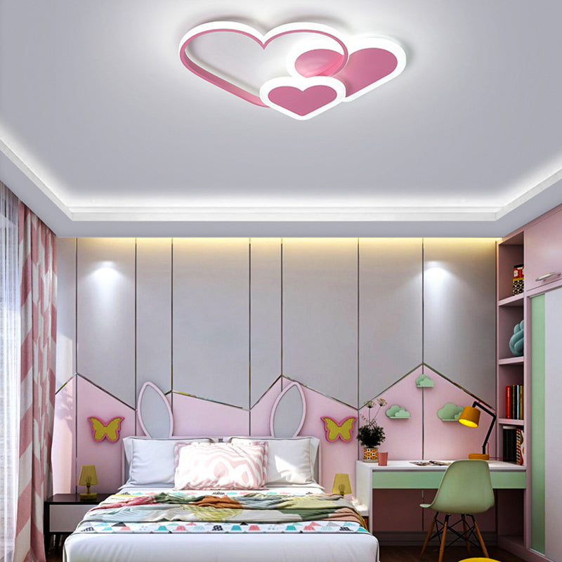 Metal Geometric Shape Flush Ceiling Light Kid Style 3 Lights Flush Mount Lighting