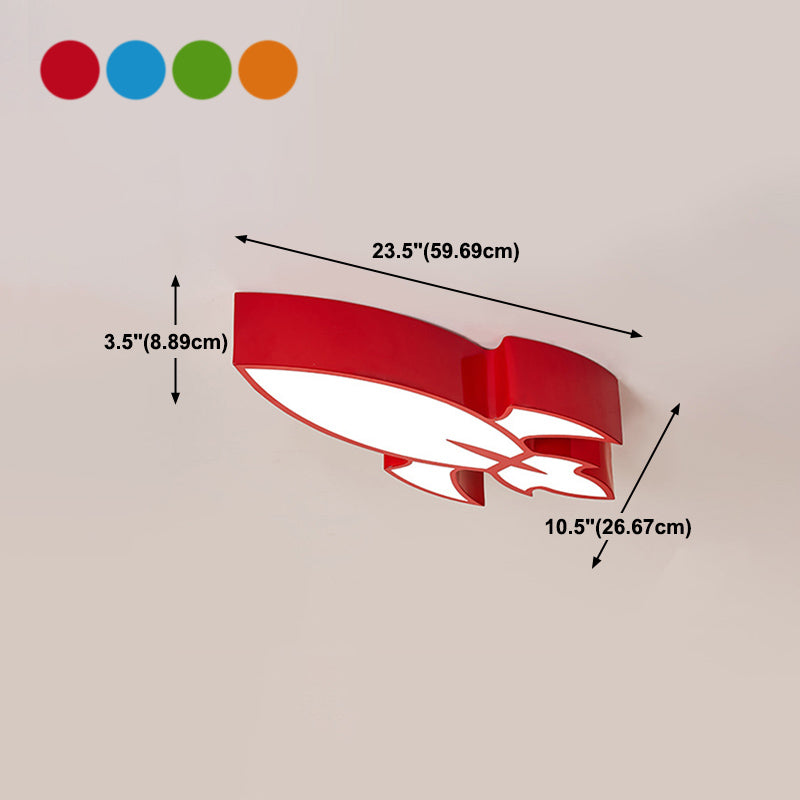 Forma de cohete de metal rubor luz de techo estilo moderno 3 luces iluminación de montaje al ras