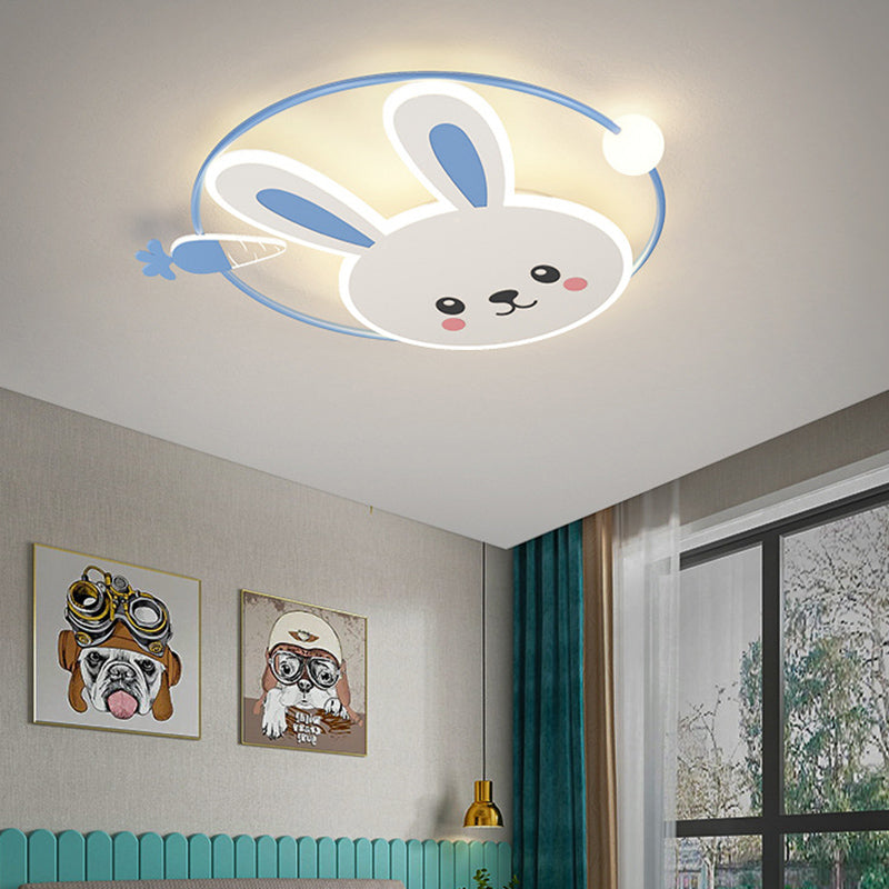 Metal Round Shape Flush Ceiling Light Kid Style 4 Lights Flush Mount Lighting