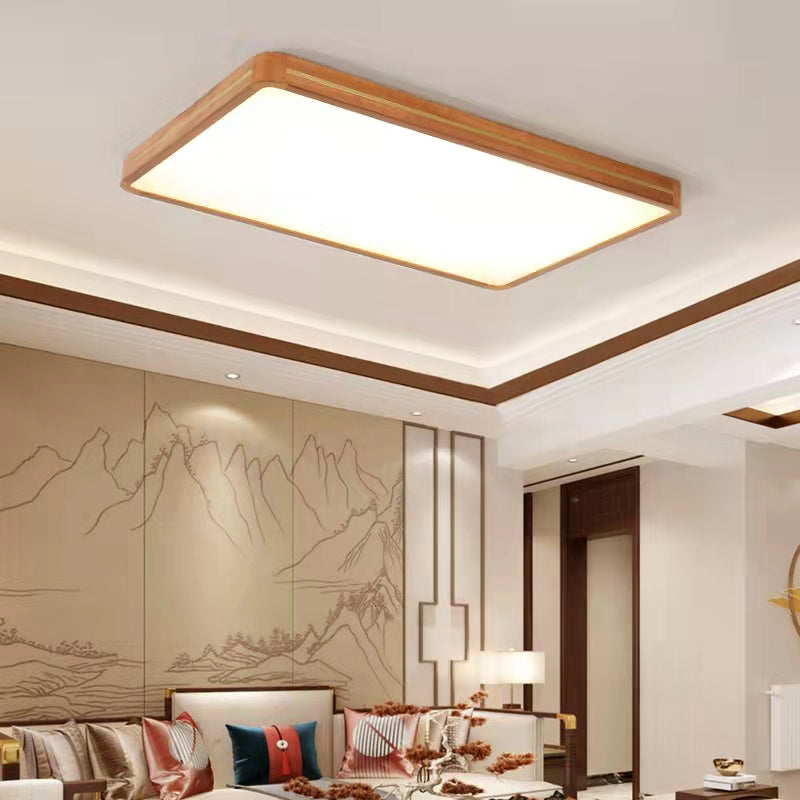 Luce a soffitto a filo quadrato in legno moderno illuminazione a corto di filo a 1 luce in marrone