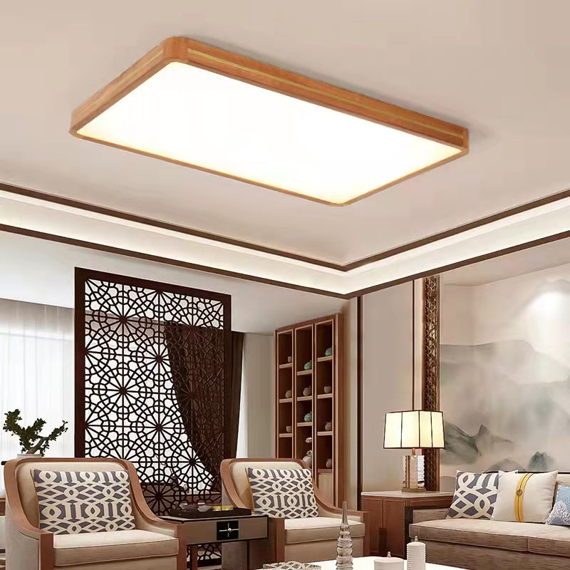 Luce a soffitto a filo quadrato in legno moderno illuminazione a corto di filo a 1 luce in marrone