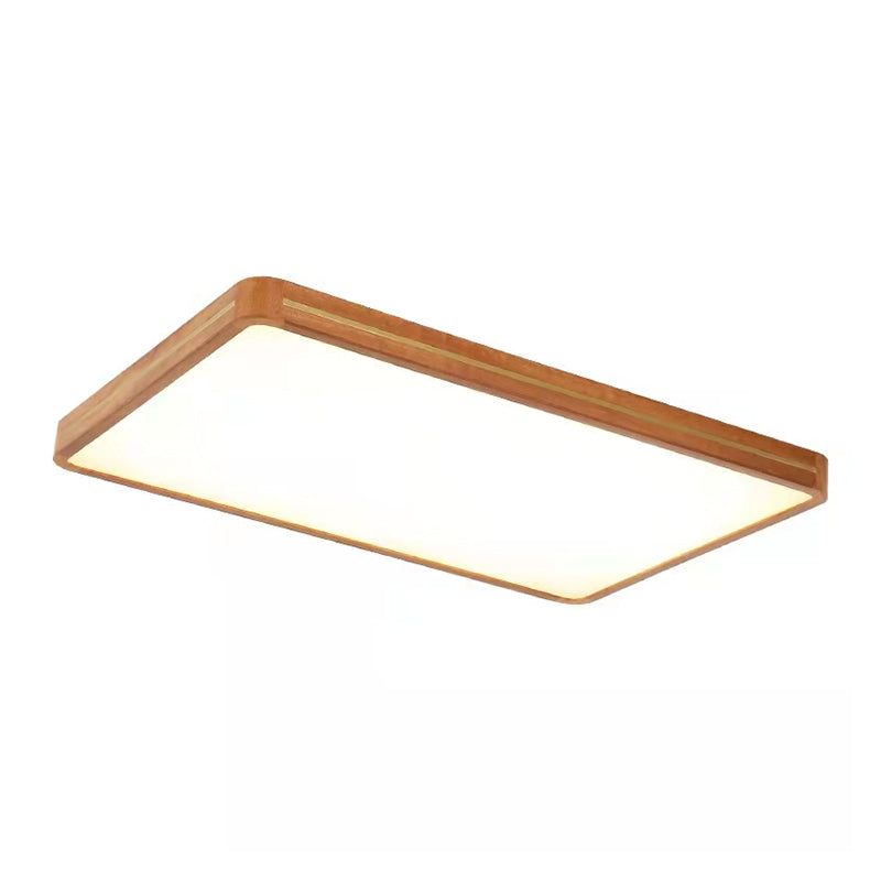 Wood Square Flush Ceiling Light Modern 1-Light Flush Mount Lighting in Brown