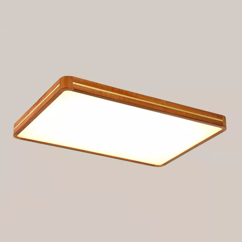 Wood Square Flush Ceiling Light Modern 1-Light Flush Mount Lighting in Brown