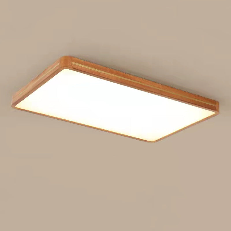 Wood Square Flush Ceiling Light Modern 1-Light Flush Mount Lighting in Brown