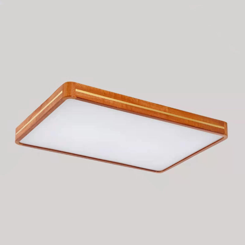 Wood Square Flush Ceiling Light Modern 1-Light Flush Mount Lighting in Brown