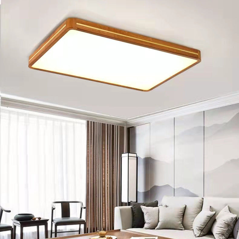 Luce a soffitto a filo quadrato in legno moderno illuminazione a corto di filo a 1 luce in marrone