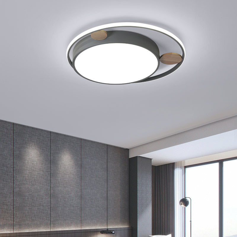 Metal Round Shape Flush Ceiling Light Nordic Macaron 2 Lights Flush Mount Lighting