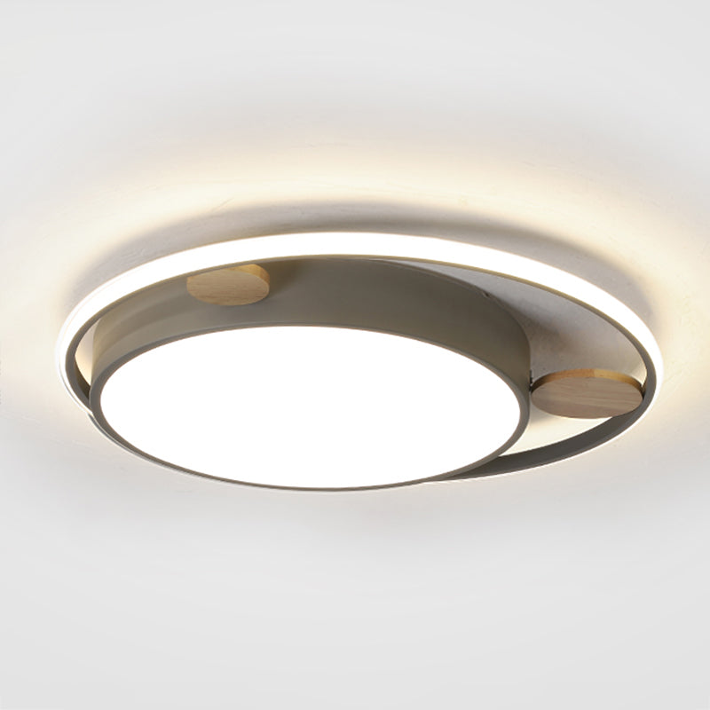 Metal Round Shape Flush Ceiling Light Nordic Macaron 2 Lights Flush Mount Lighting