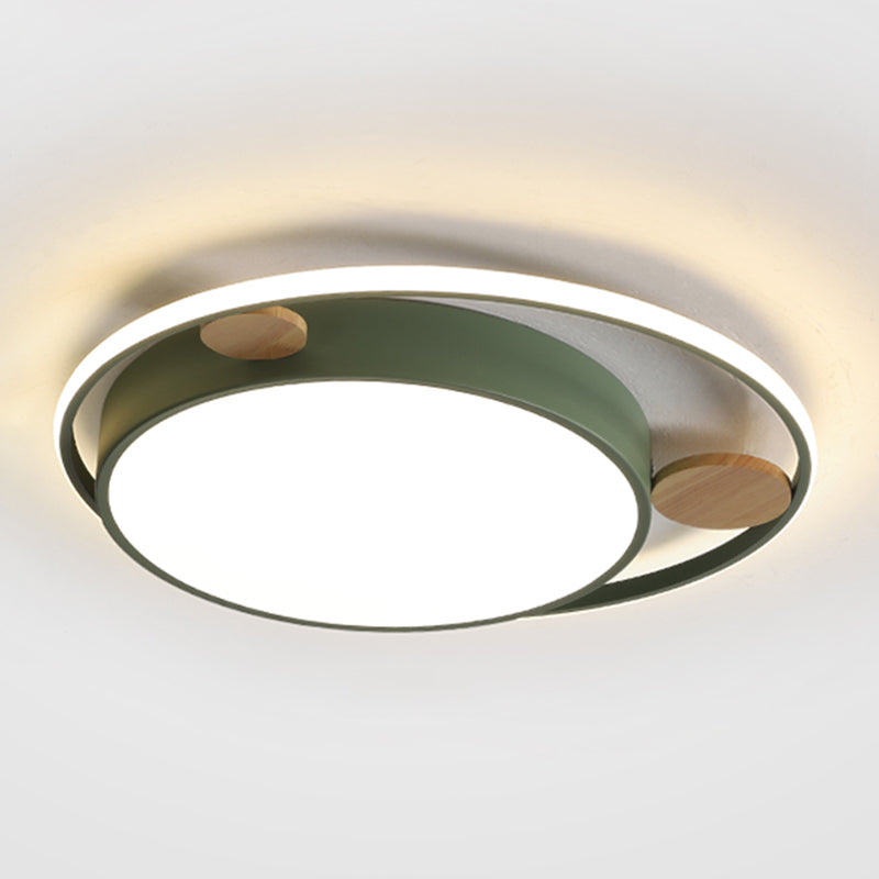 Metal Round Shape Flush Ceiling Light Nordic Macaron 2 Lights Flush Mount Lighting