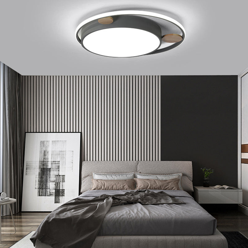 Metal Round Shape Flush Ceiling Light Nordic Macaron 2 Lights Flush Mount Lighting