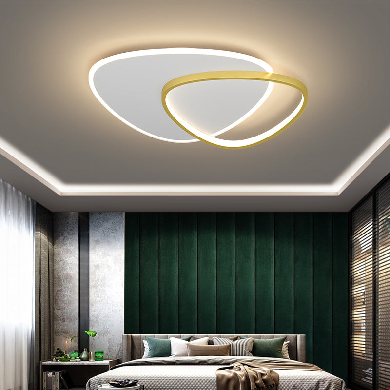 Metal Geometric Shape Flush Ceiling Light Modern 2-Lights Flush Mount Lighting