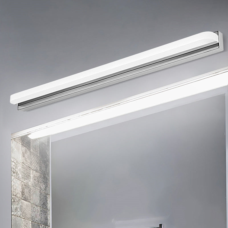 Luz de tocador lineal Luz de metal contemporáneo 1 luz de espejo LED de luz para baño en plata