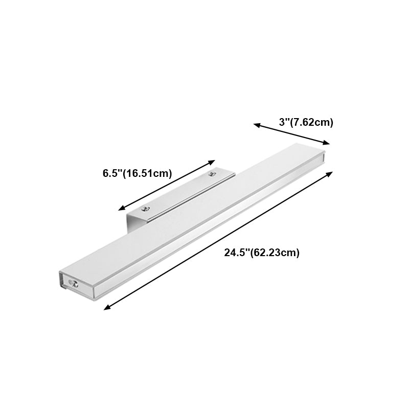 Forma rectángulo tocador de tocador moderno 1 luz de espejo LED de luz para baño en plata