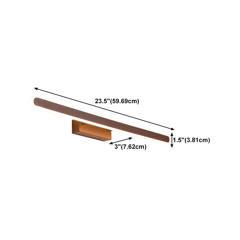 Luz de pared de forma lineal de metal Luz moderna 1 Luz de espejo de luz Luz de montaje de pared en marrón
