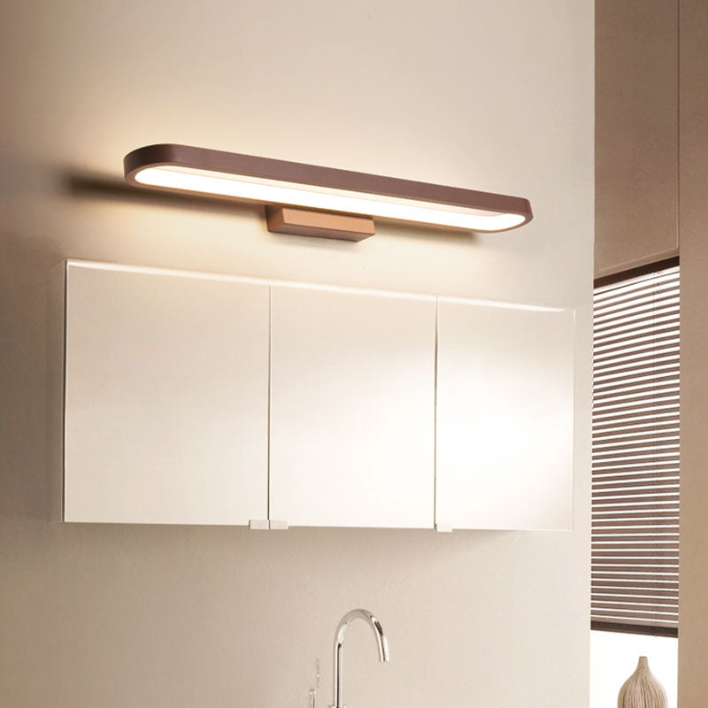 Lineaire moderne stijl ijdelheid licht metaal 1 licht led spiegel licht voor badkamer in bruin