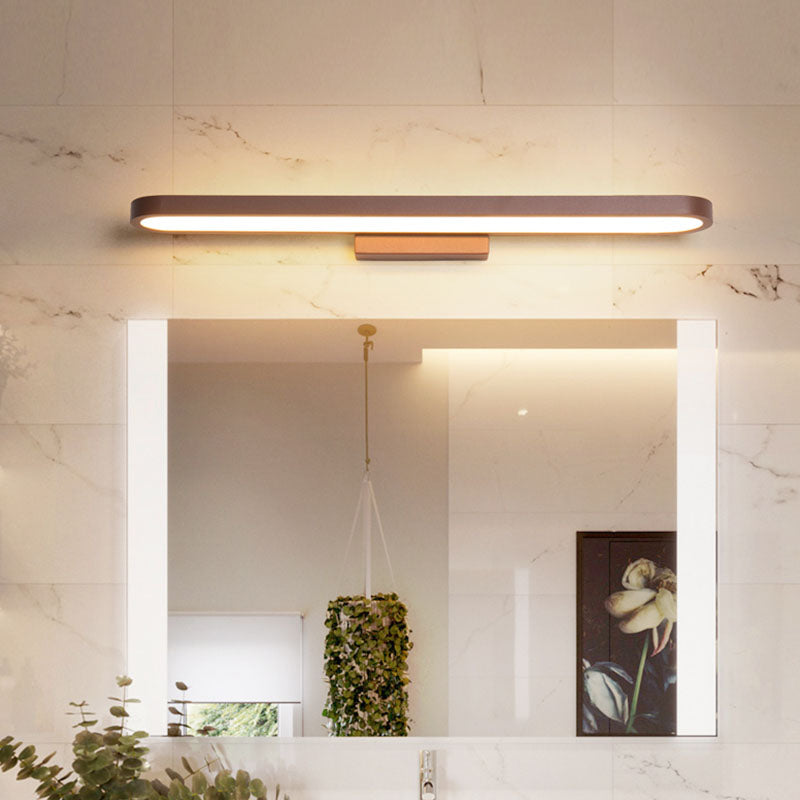 Lineaire moderne stijl ijdelheid licht metaal 1 licht led spiegel licht voor badkamer in bruin