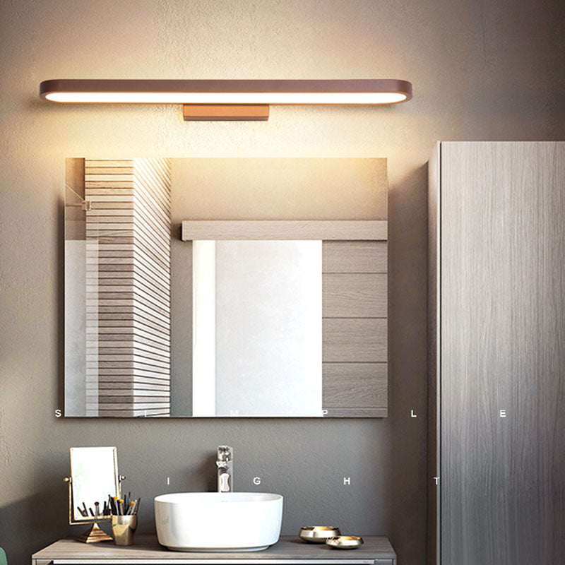 Lineaire moderne stijl ijdelheid licht metaal 1 licht led spiegel licht voor badkamer in bruin