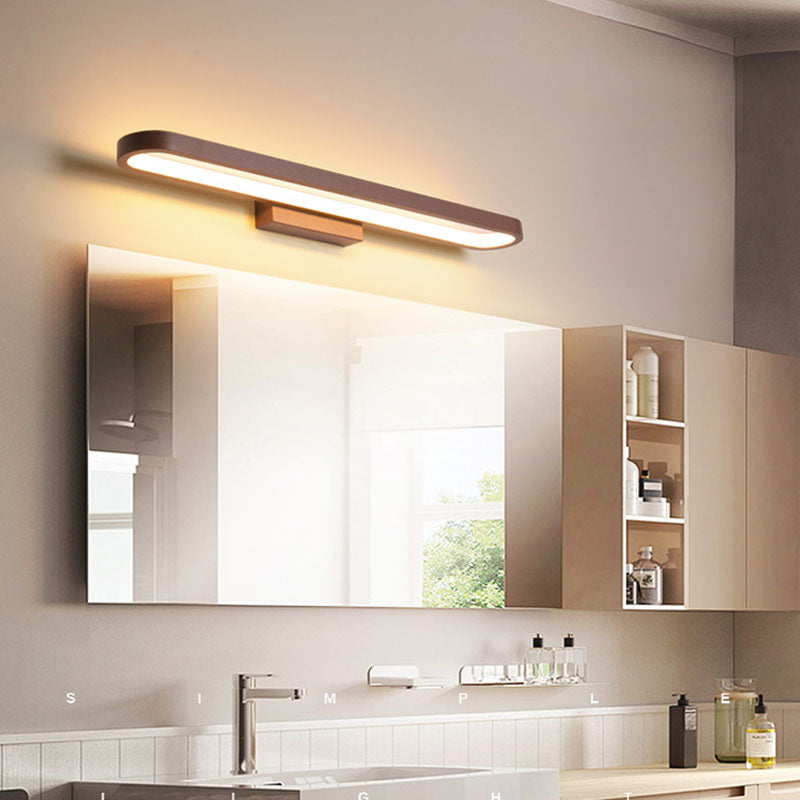 Lineaire moderne stijl ijdelheid licht metaal 1 licht led spiegel licht voor badkamer in bruin