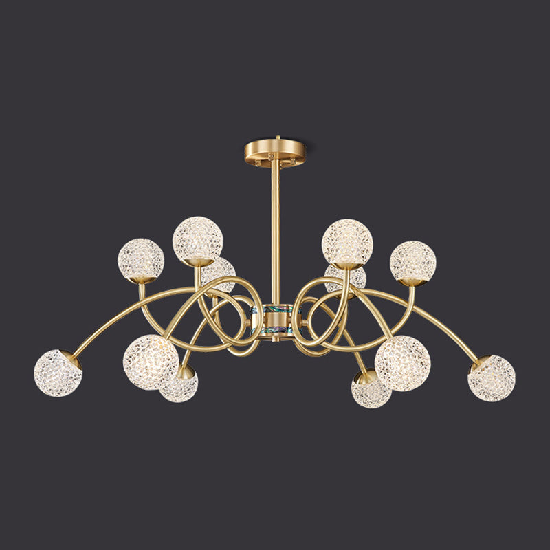 Gold Ceiling Suspension Lamp Modernist Globe Shape Metal Chandelier Lighting Fixtures