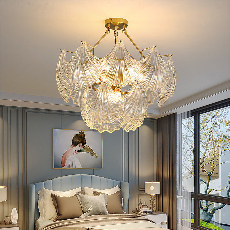 Postmodern Chandelier Light Fixture Metal Glass Shell Decorative Chandelier for Hotel