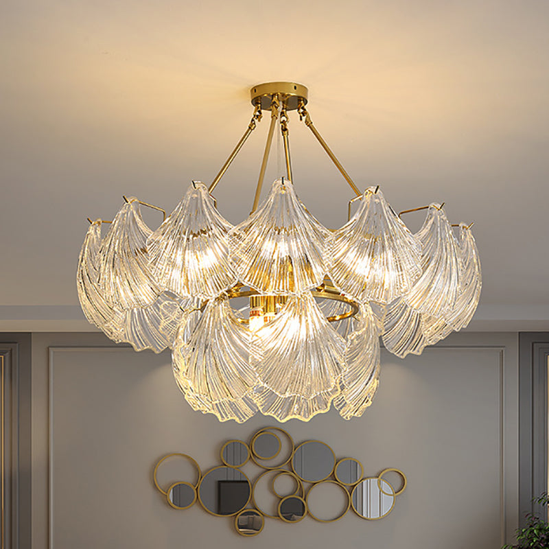 Postmodern Chandelier Light Fixture Metal Glass Shell Decorative Chandelier for Hotel