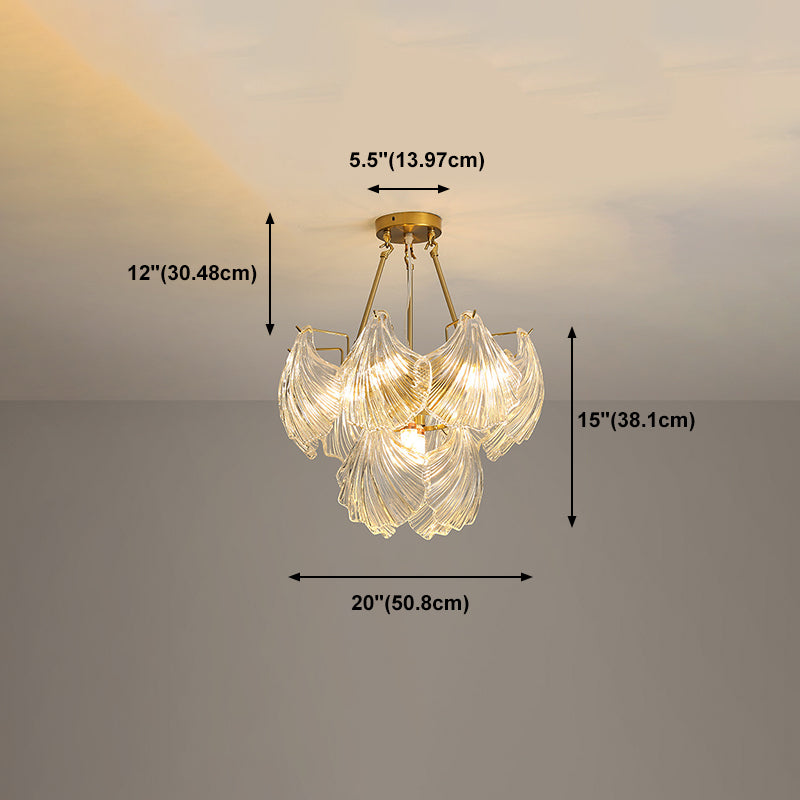 Postmodern Chandelier Light Fixture Metal Glass Shell Decorative Chandelier for Hotel