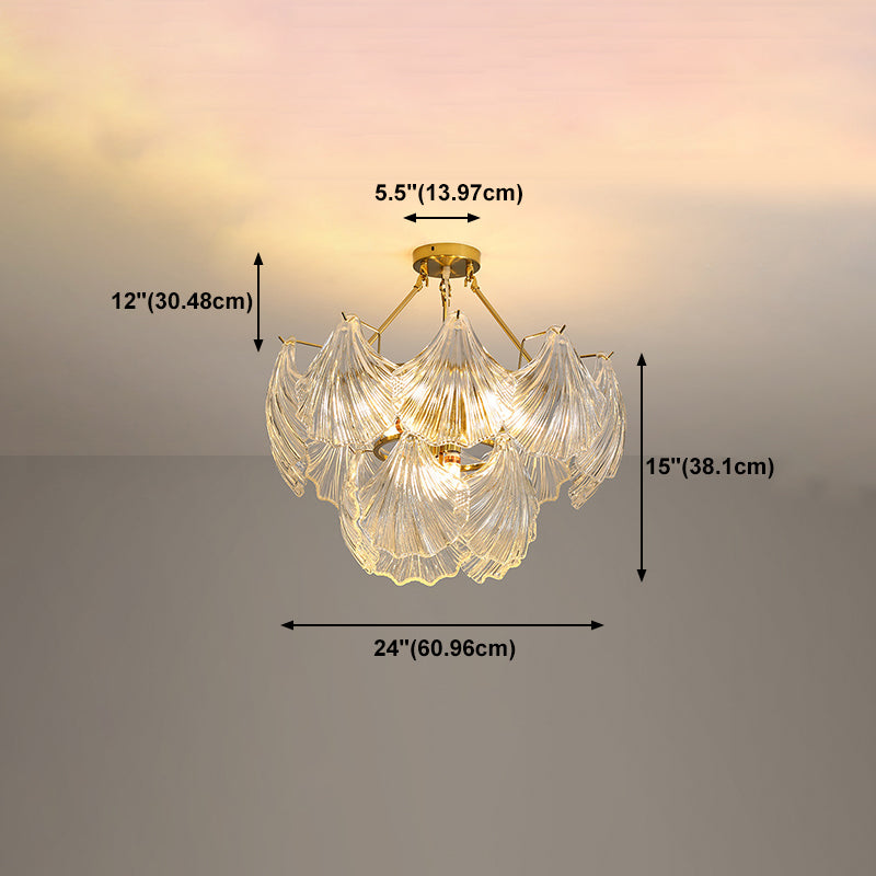 Postmodern Chandelier Light Fixture Metal Glass Shell Decorative Chandelier for Hotel