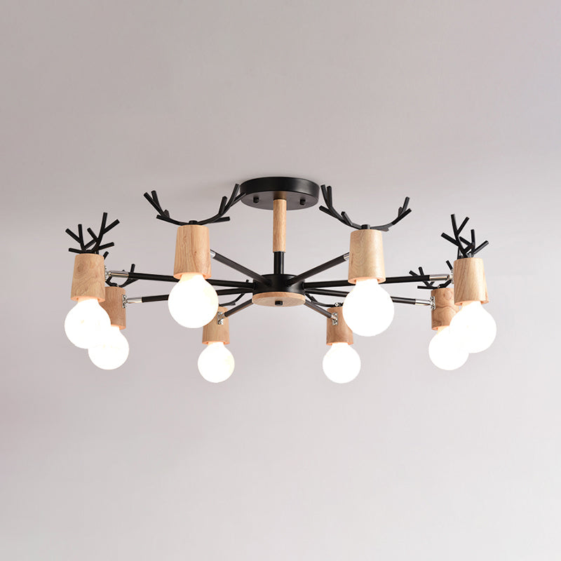 Lustres en forme de fourchette d'éclairage de lustre en bois moderne