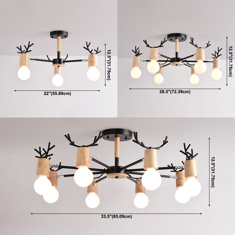 Lustres en forme de fourchette d'éclairage de lustre en bois moderne