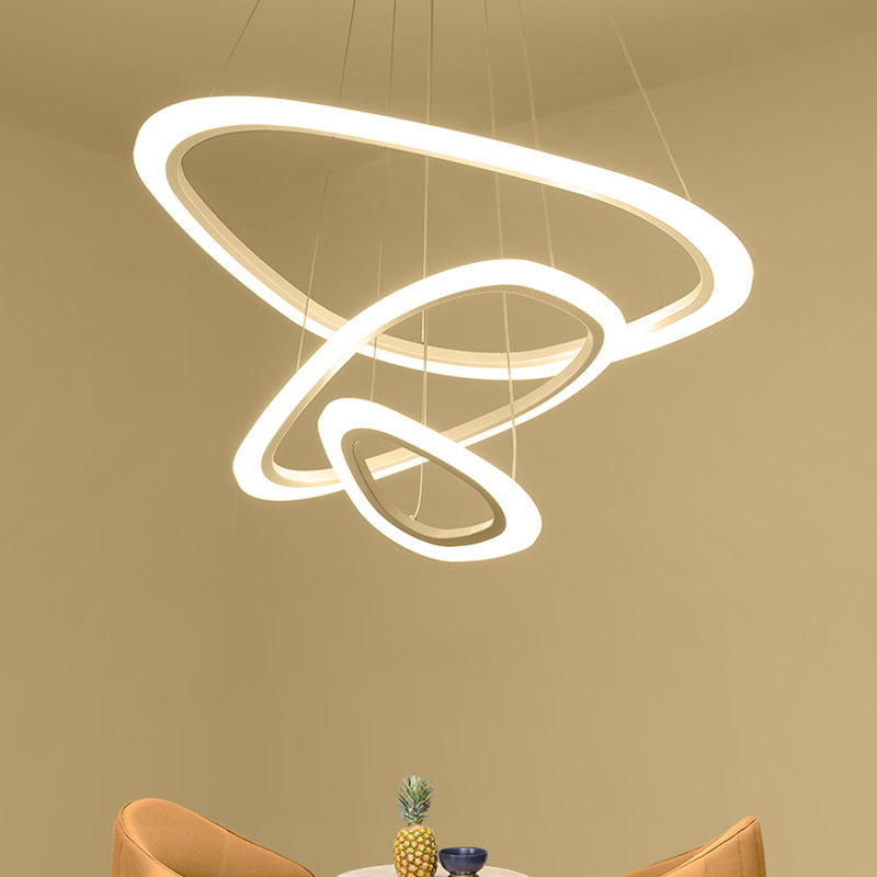 Contemporary Triangle Shape Chandelier Lights Metal Chandelier Lighting Fixtures in White