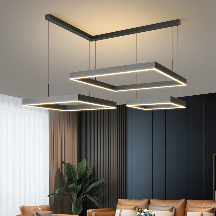 Modern Squared Shape Chandelier Lights Metal Chandelier Lighting Fixtures in Black