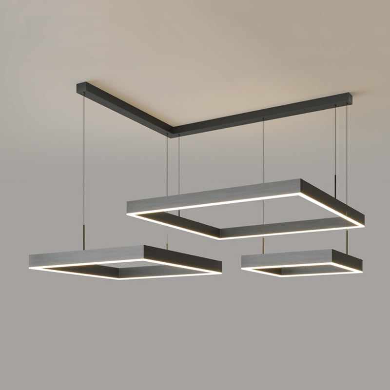 Modern Squared Shape Chandelier Lights Metal Chandelier Lighting Fixtures in Black