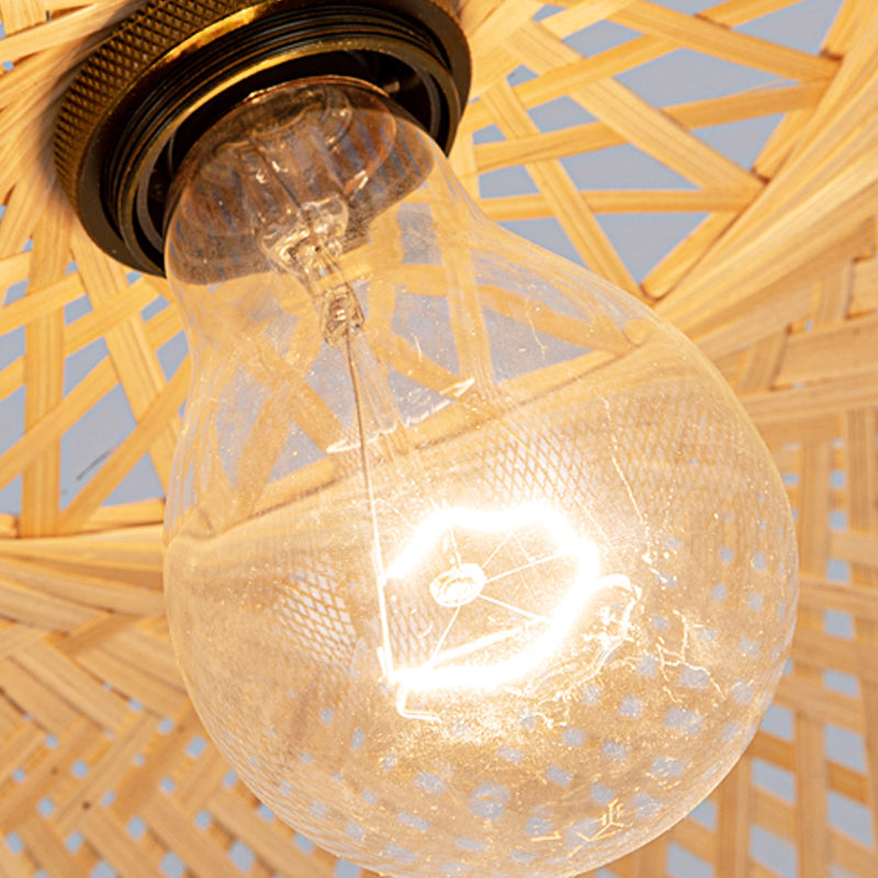 Geschulpte eetkamer drop lamp bamboe 1 bol Aziatische stijl hanglampverlichting armatuur