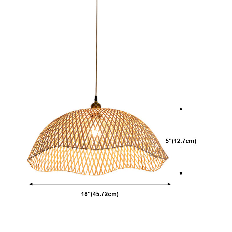 Geschulpte eetkamer drop lamp bamboe 1 bol Aziatische stijl hanglampverlichting armatuur