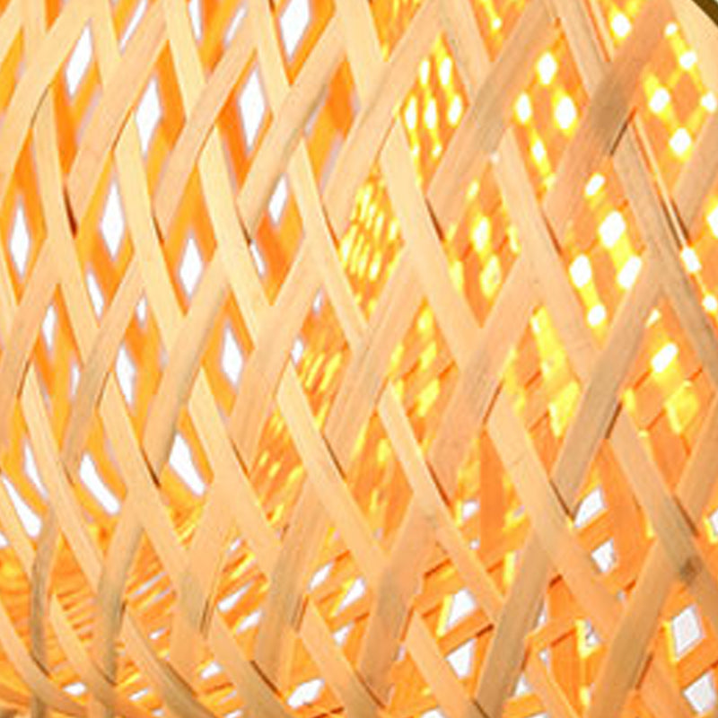 Lámpara colgante de bambú de tejido cruzado Estilo asiático 1 Luz de suspensión abovedada