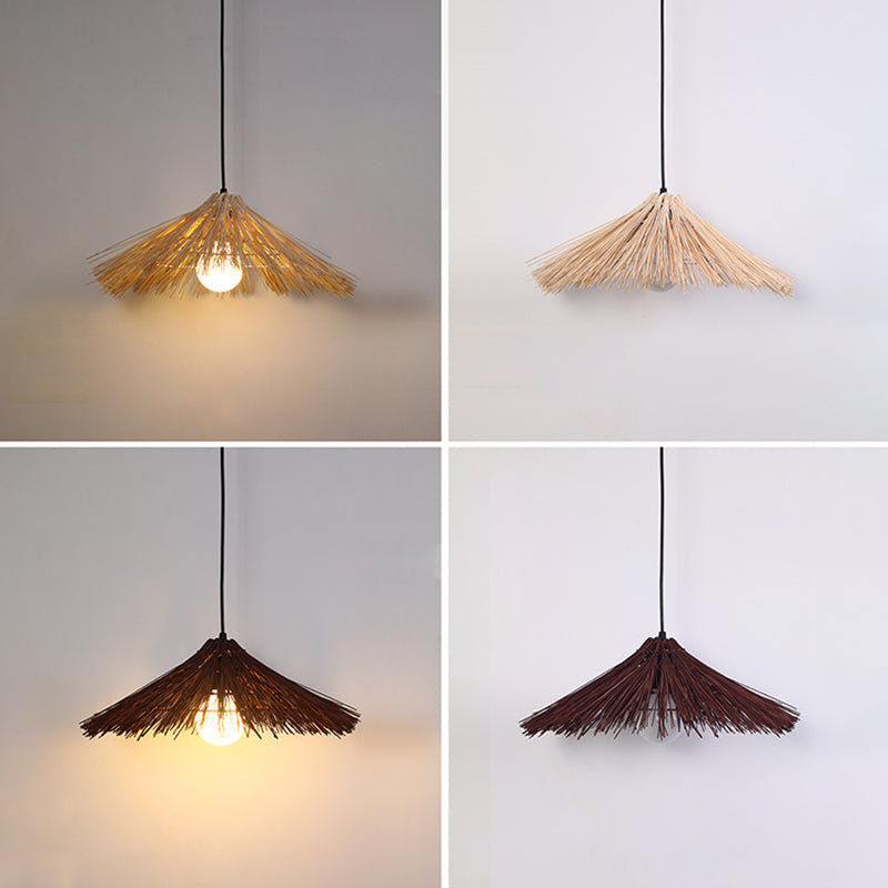 Asia Bamboo Down Hanghangende hoed eetkamer hangend plafondlicht met 1 licht