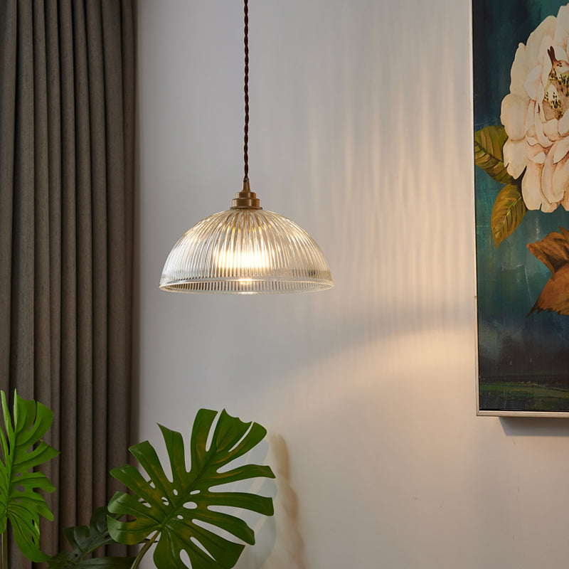 Lámpara de lámpara colgante de domo de 1 luz Luz de vidrio industrial para el comedor