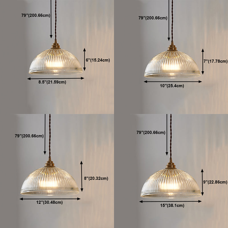 1-Light Dome Hanging Lamp Kit Industrial Glass Pendant Light for Dining Room