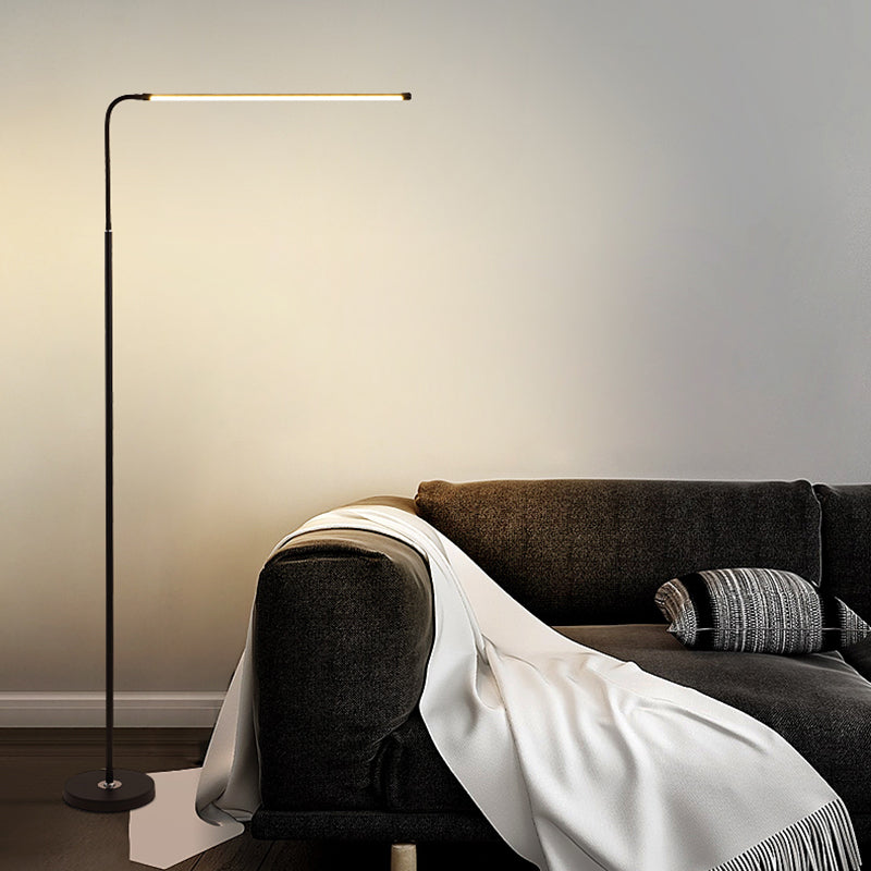 1-Light Modern Linear Floor Lamp Metal Black LED Floor Light for Living Room