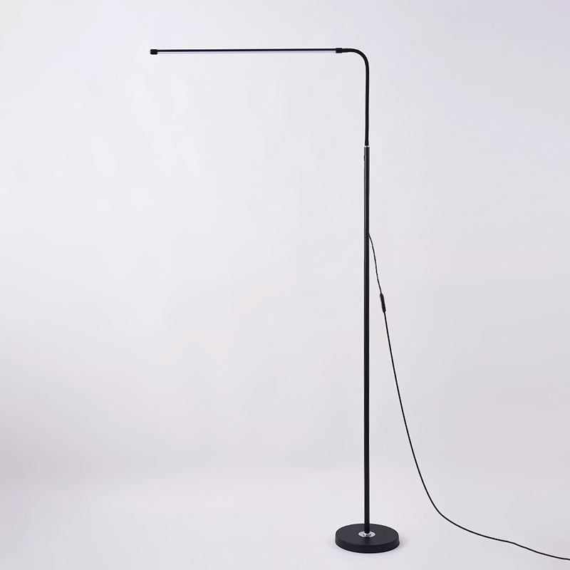 1-Light Modern Linear Floor Lamp Metal Black LED Floor Light for Living Room