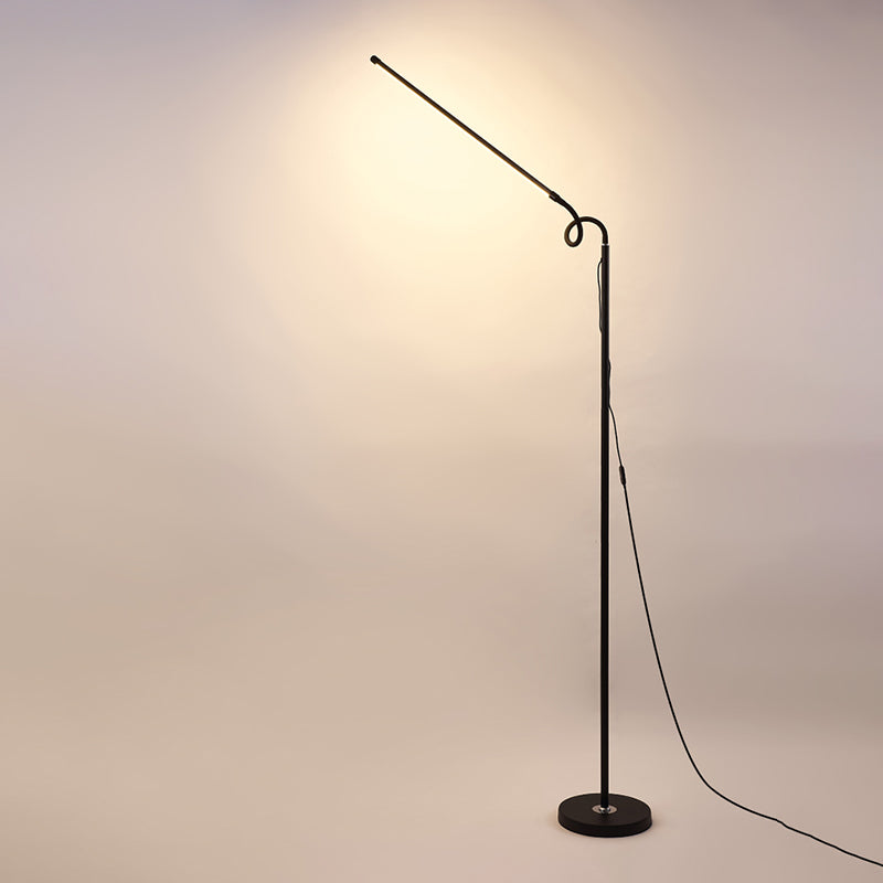 1-Light Modern Linear Floor Lamp Metal Black LED Floor Light for Living Room