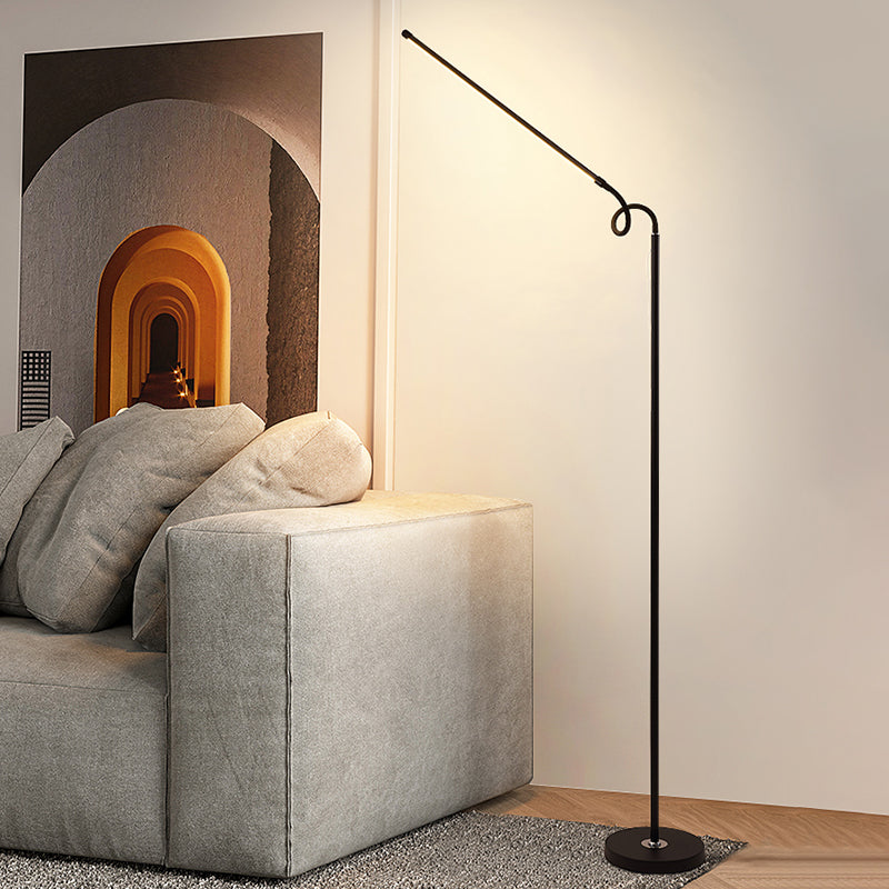 1-Light Modern Linear Floor Lamp Metal Black LED Floor Light for Living Room