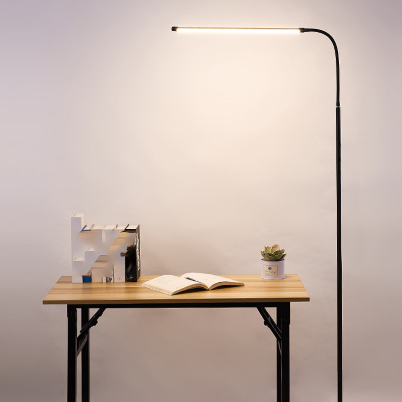 1 lumière moderne lampadaire linéaire en métal Lumière de sol LED noir pour le salon