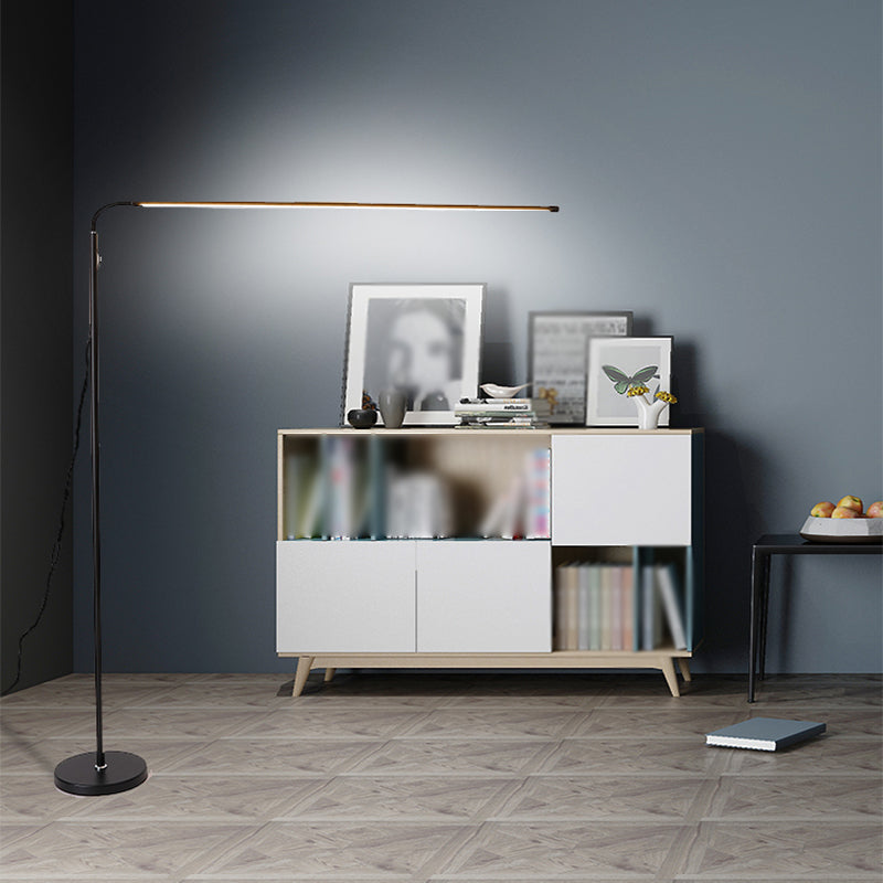 1-Light Modern Linear Floor Lamp Metal Black LED Floor Light for Living Room