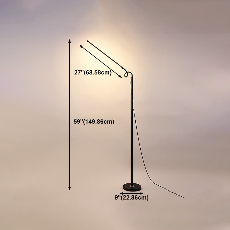 1 lumière moderne lampadaire linéaire en métal Lumière de sol LED noir pour le salon