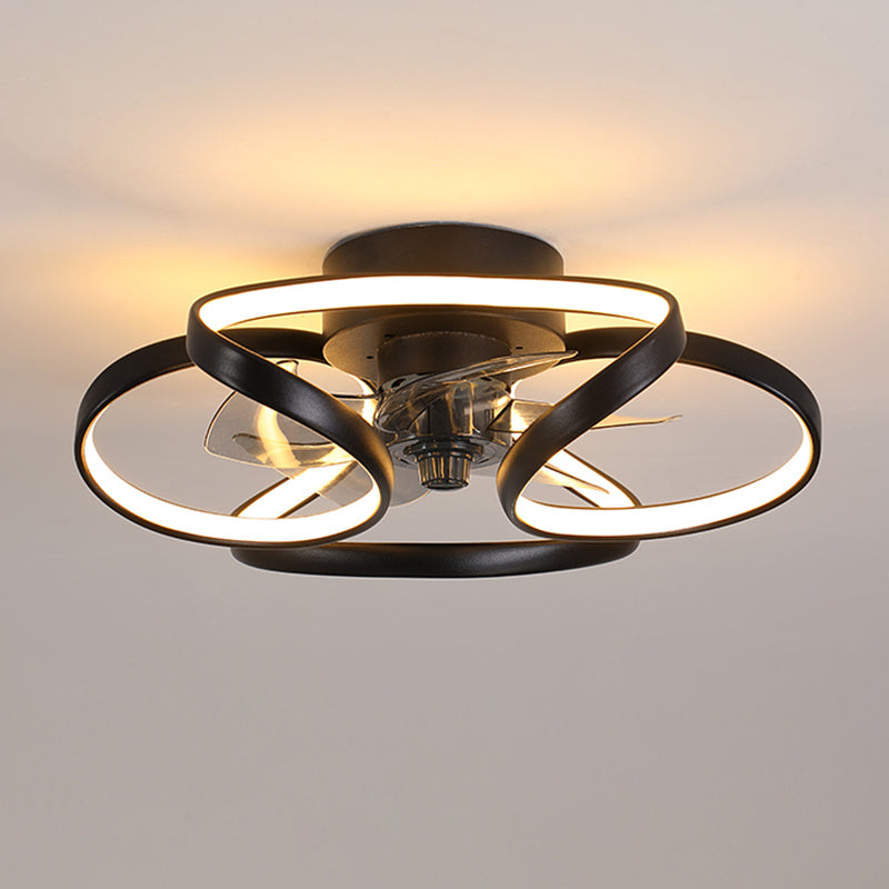 Ventilateur de plafond LED linéaire contemporain Lumière à chasse d'eau simple pour le salon