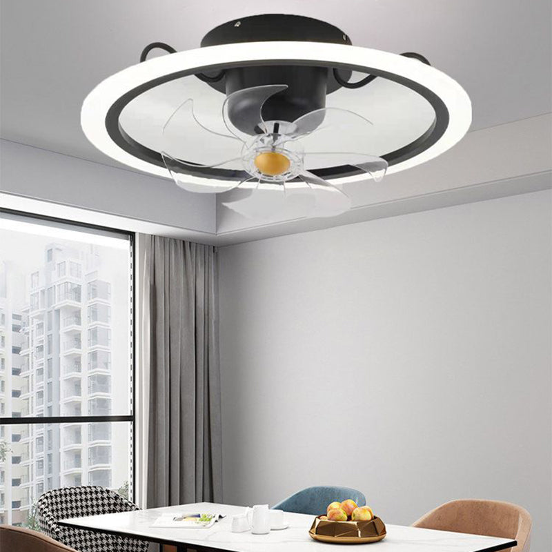 Metal Circle Ceiling Fan Light Modern Style LED Ceiling Light Fixture for Bedroom